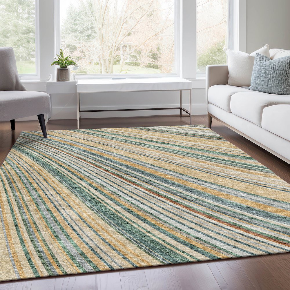 Premium Machine Washable Mayfield AMF981 Beige 5' x 7'6" Rug. Picture 6