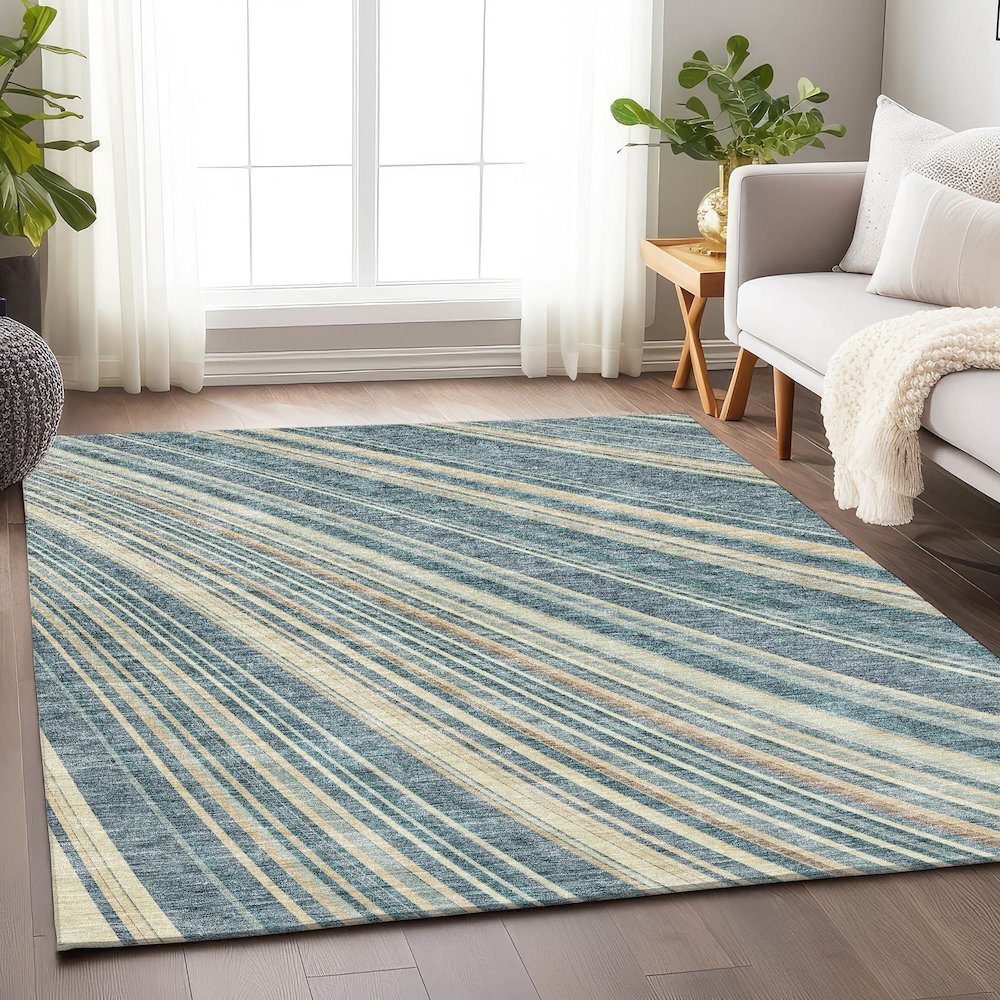 Premium Machine Washable Mayfield AMF981 Sky 5' x 7'6" Rug. Picture 5