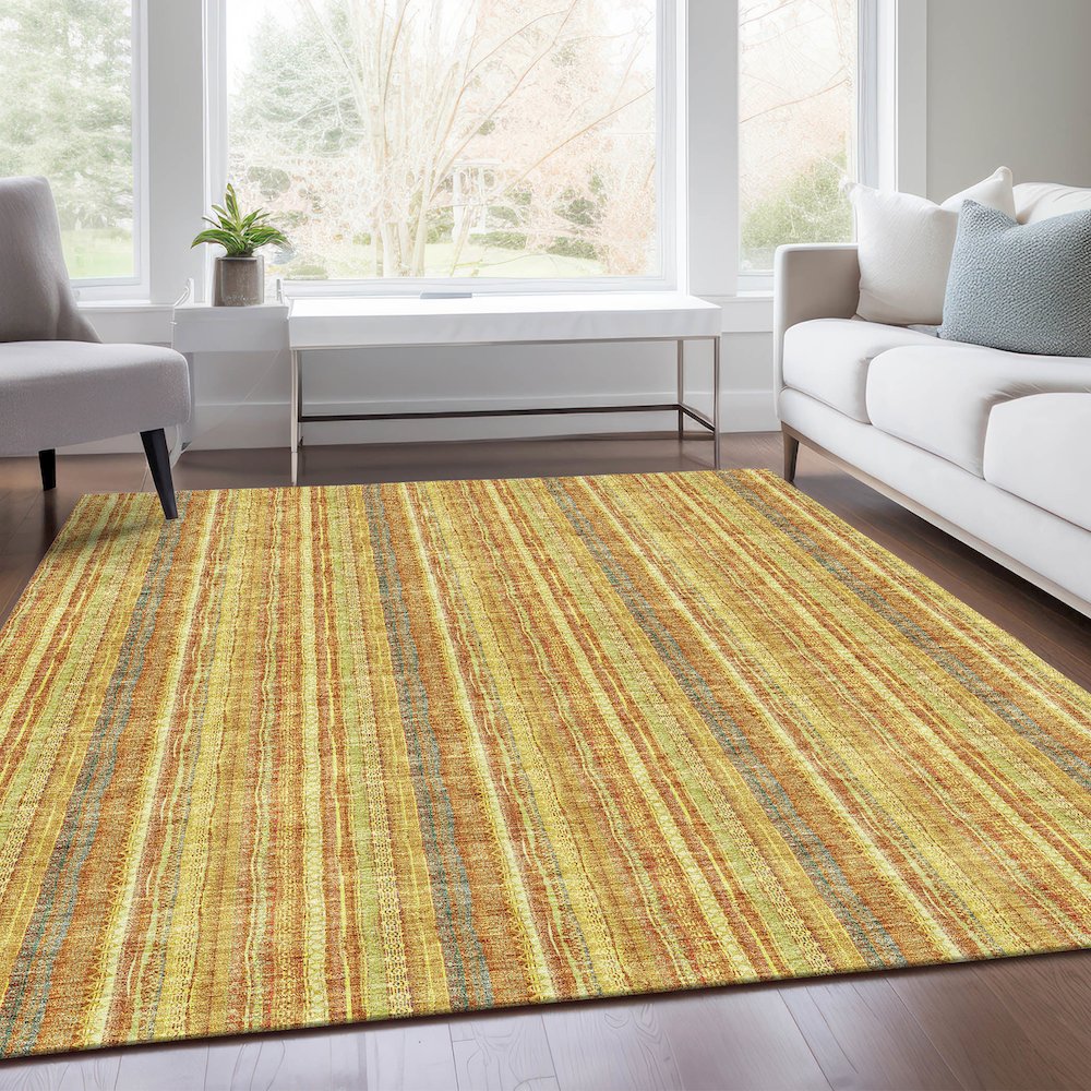 Premium Machine Washable Mayfield AMF982 Honey 5' x 7'6" Rug. Picture 6