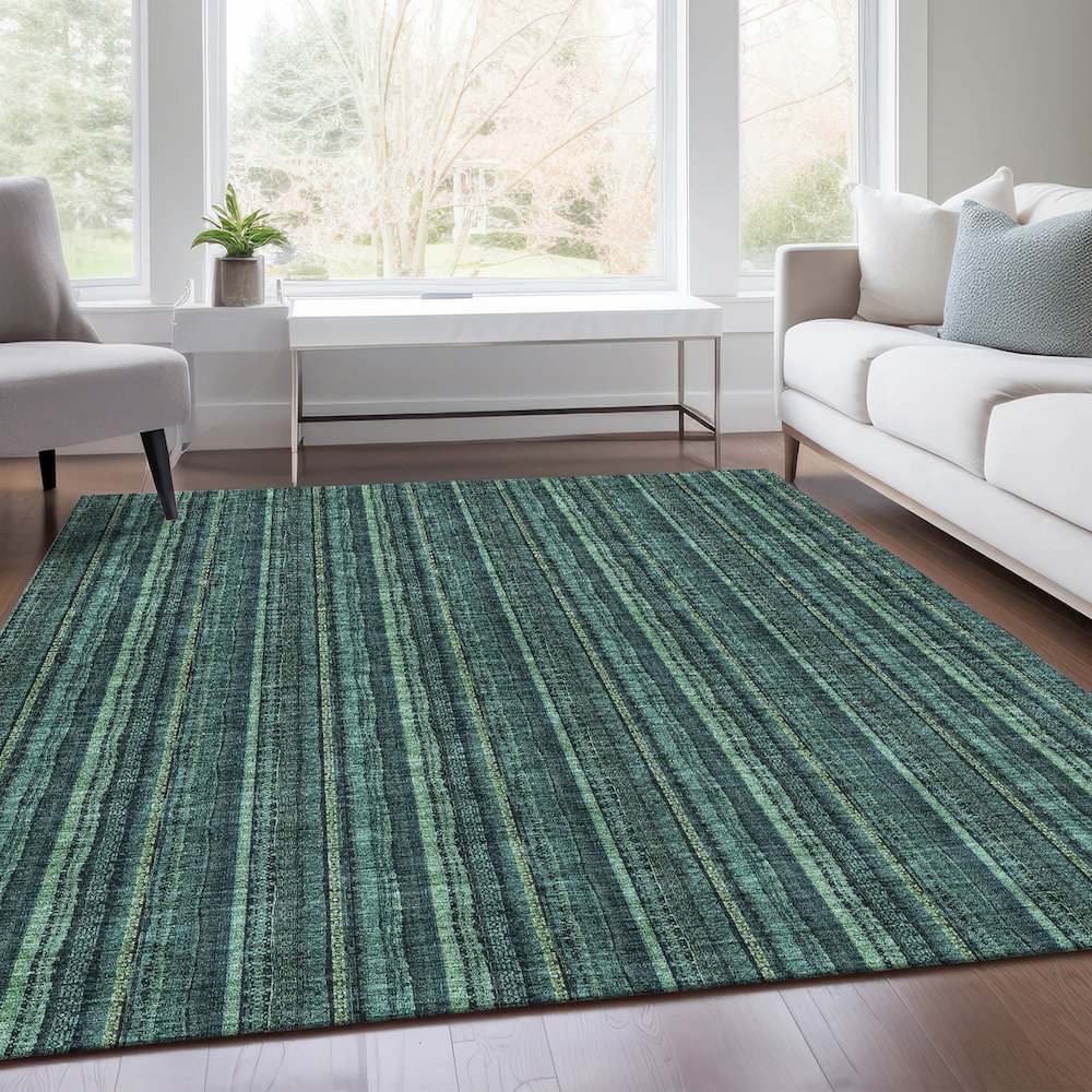Premium Machine Washable Mayfield AMF982 Teal 5' x 7'6" Rug. Picture 6
