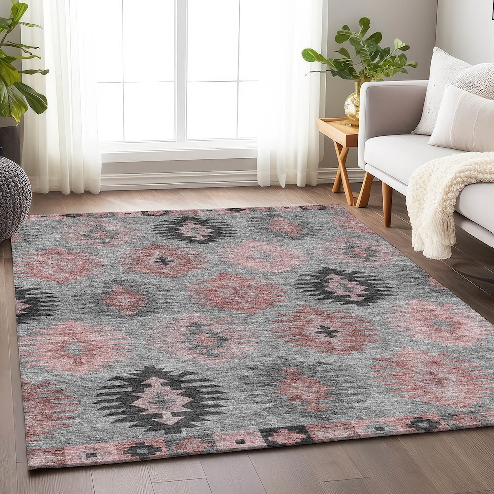 Premium Machine Washable Mayfield AMF983 Gray 5' x 7'6" Rug. Picture 5