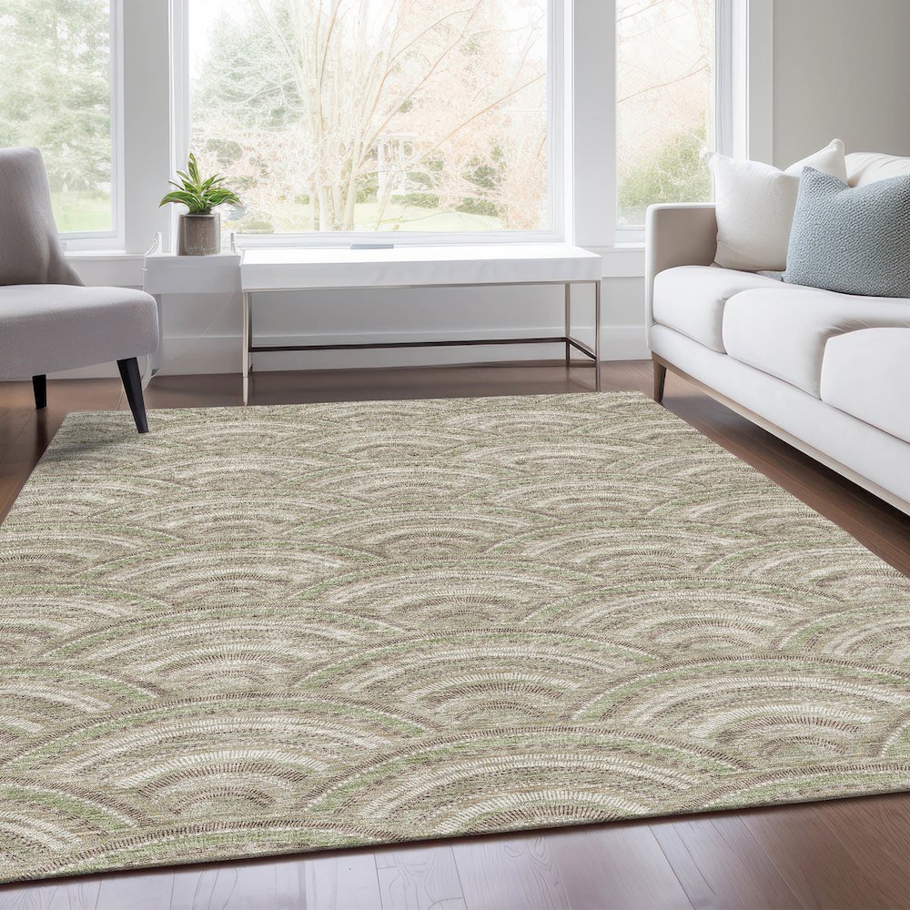 Premium Machine Washable Mayfield AMF984 Taupe 5' x 7'6" Rug. Picture 6
