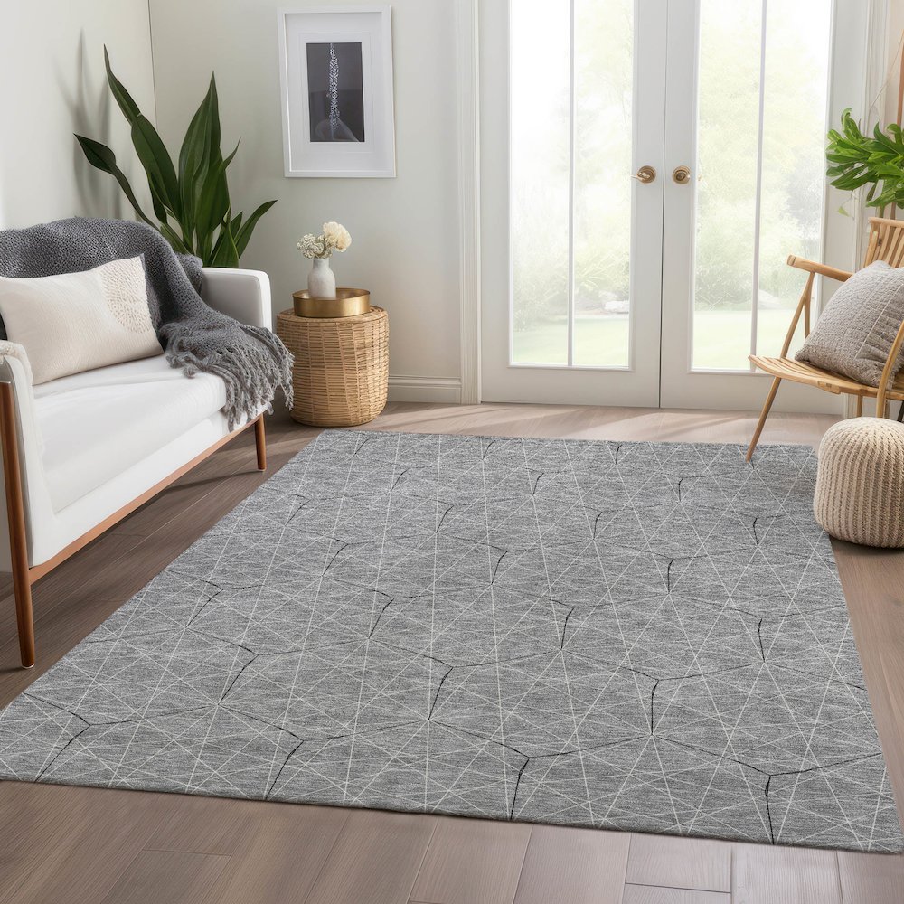 Premium Machine Washable Mayfield AMF987 Gray 5' x 7'6" Rug. Picture 6