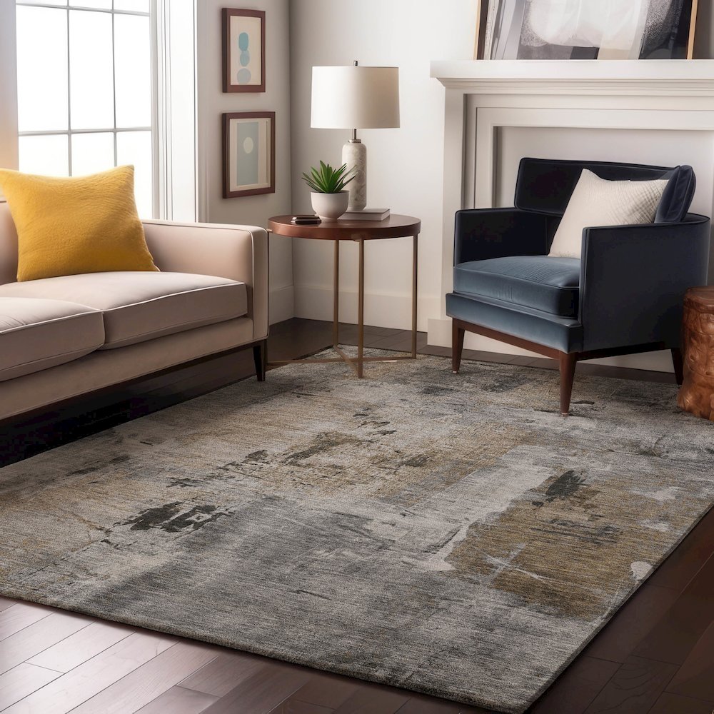 Premium Machine Washable Mayfield AMF989 Gray 5' x 7'6" Rug. Picture 5