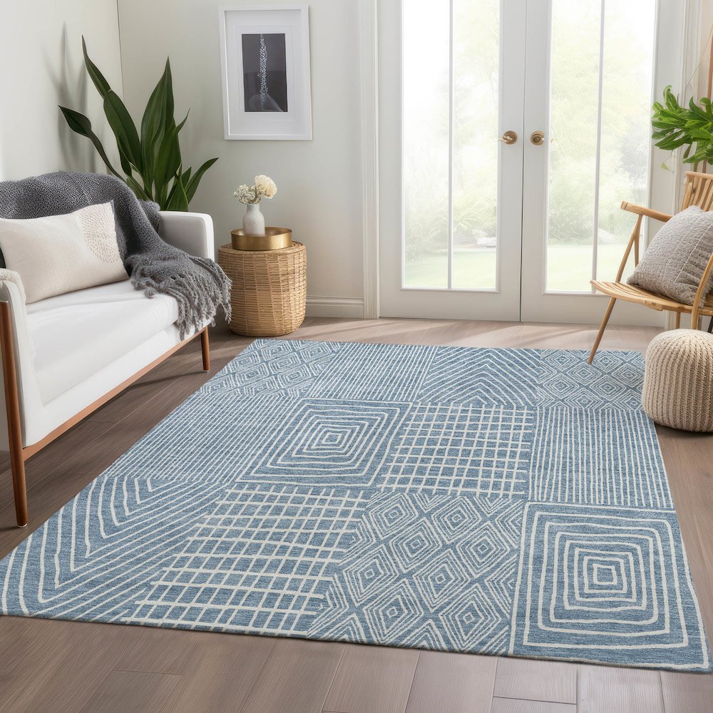 Premium Machine Washable Mayfield AMF990 Denim 5' x 7'6" Rug. Picture 6