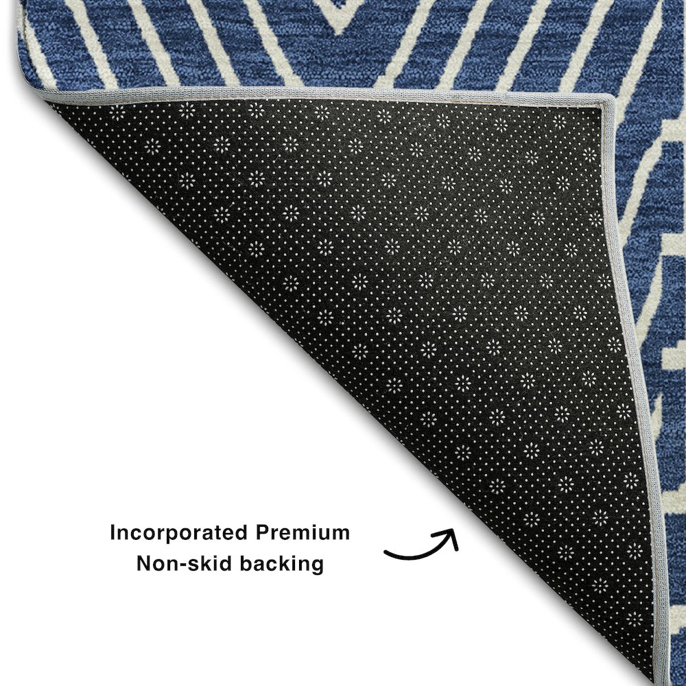 Premium Machine Washable Mayfield AMF990 Navy 2'6" x 3'10" Rug. Picture 2