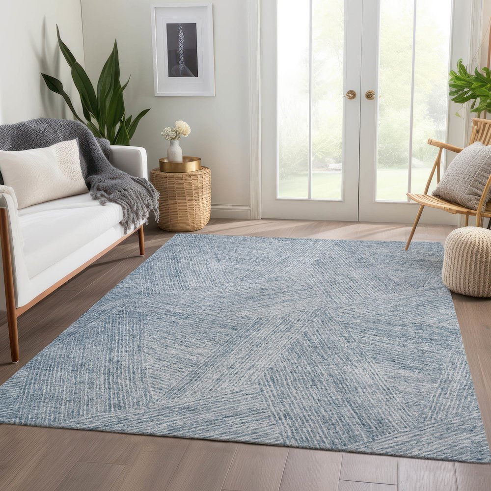 Premium Machine Washable Mayfield AMF991 Denim 5' x 7'6" Rug. Picture 6