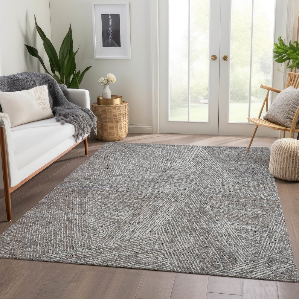 Premium Machine Washable Mayfield AMF991 Gray 5' x 7'6" Rug. Picture 6