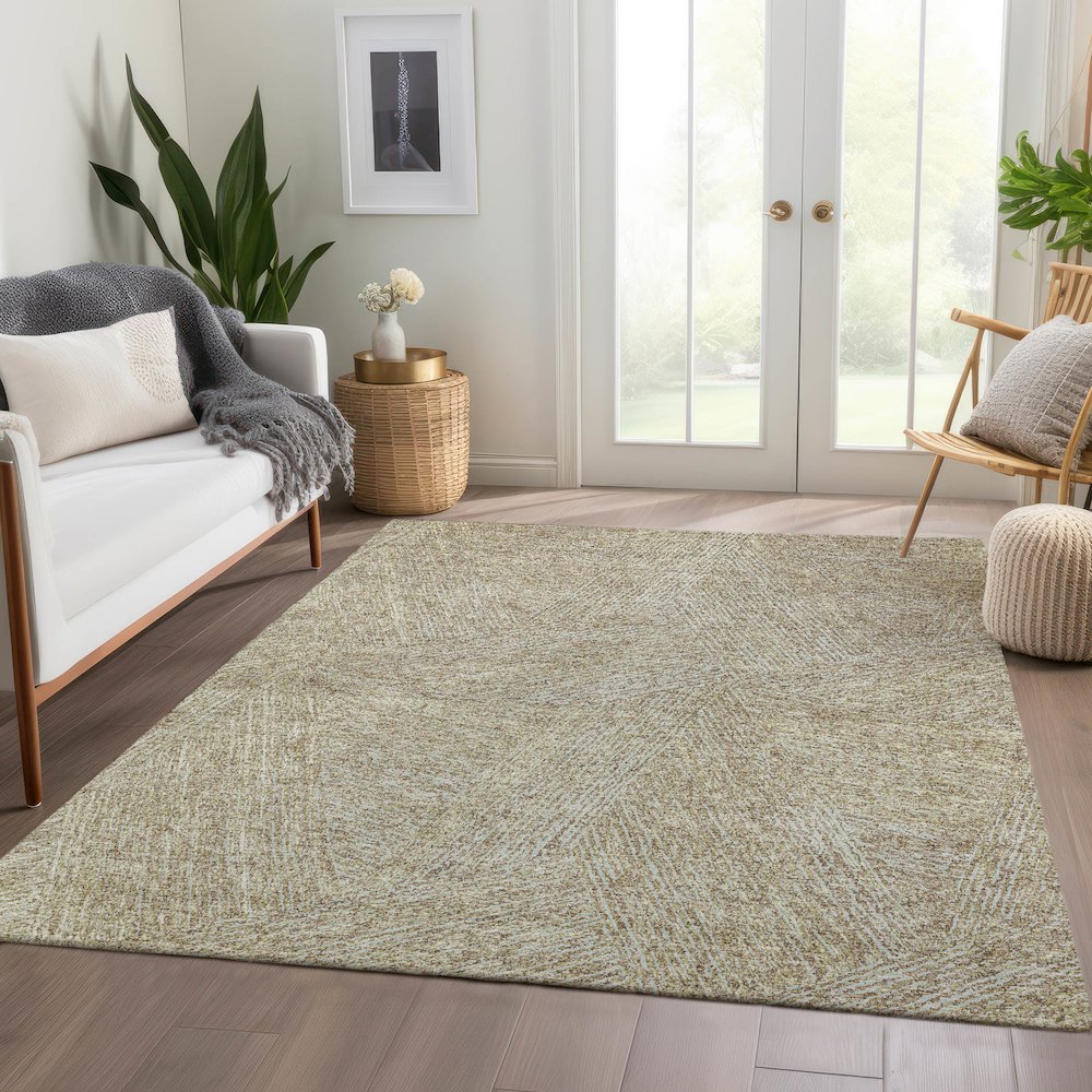 Premium Machine Washable Mayfield AMF991 Putty 5' x 7'6" Rug. Picture 6