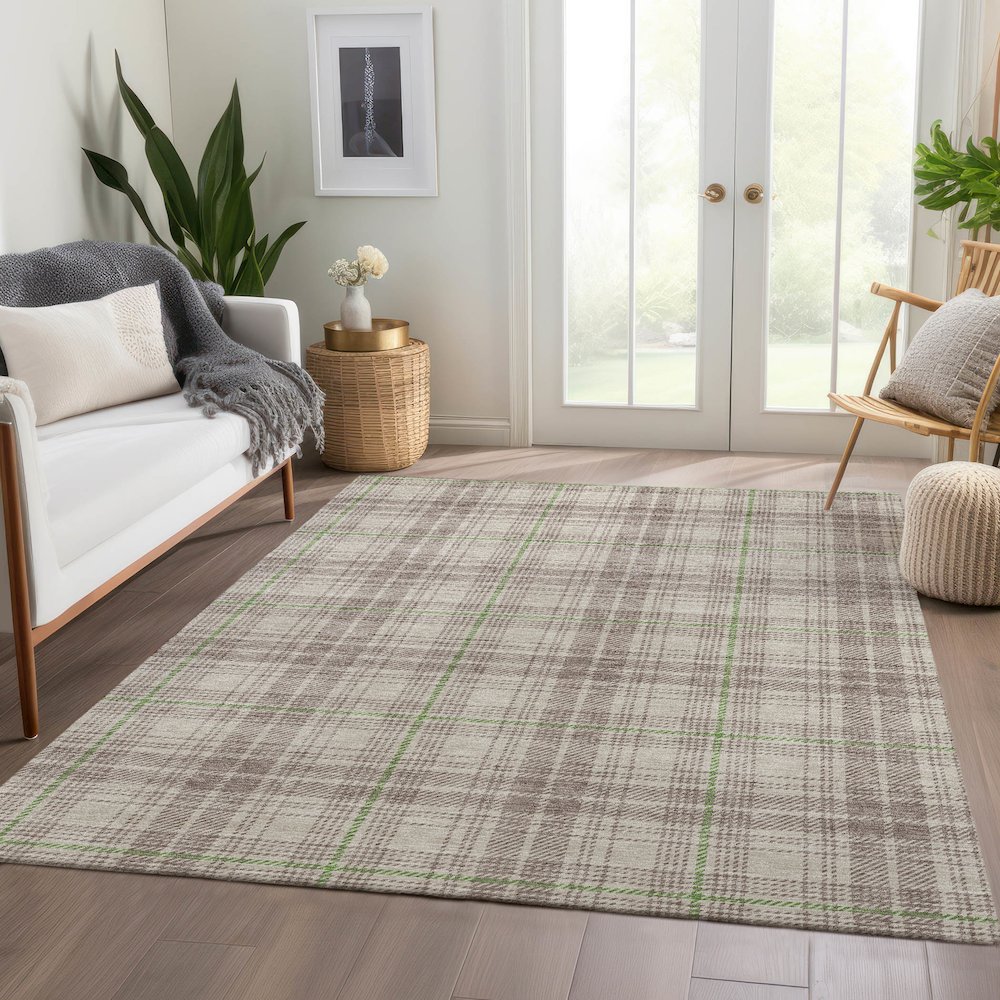 Premium Machine Washable Mayfield AMF993 Beige 5' x 7'6" Rug. Picture 6