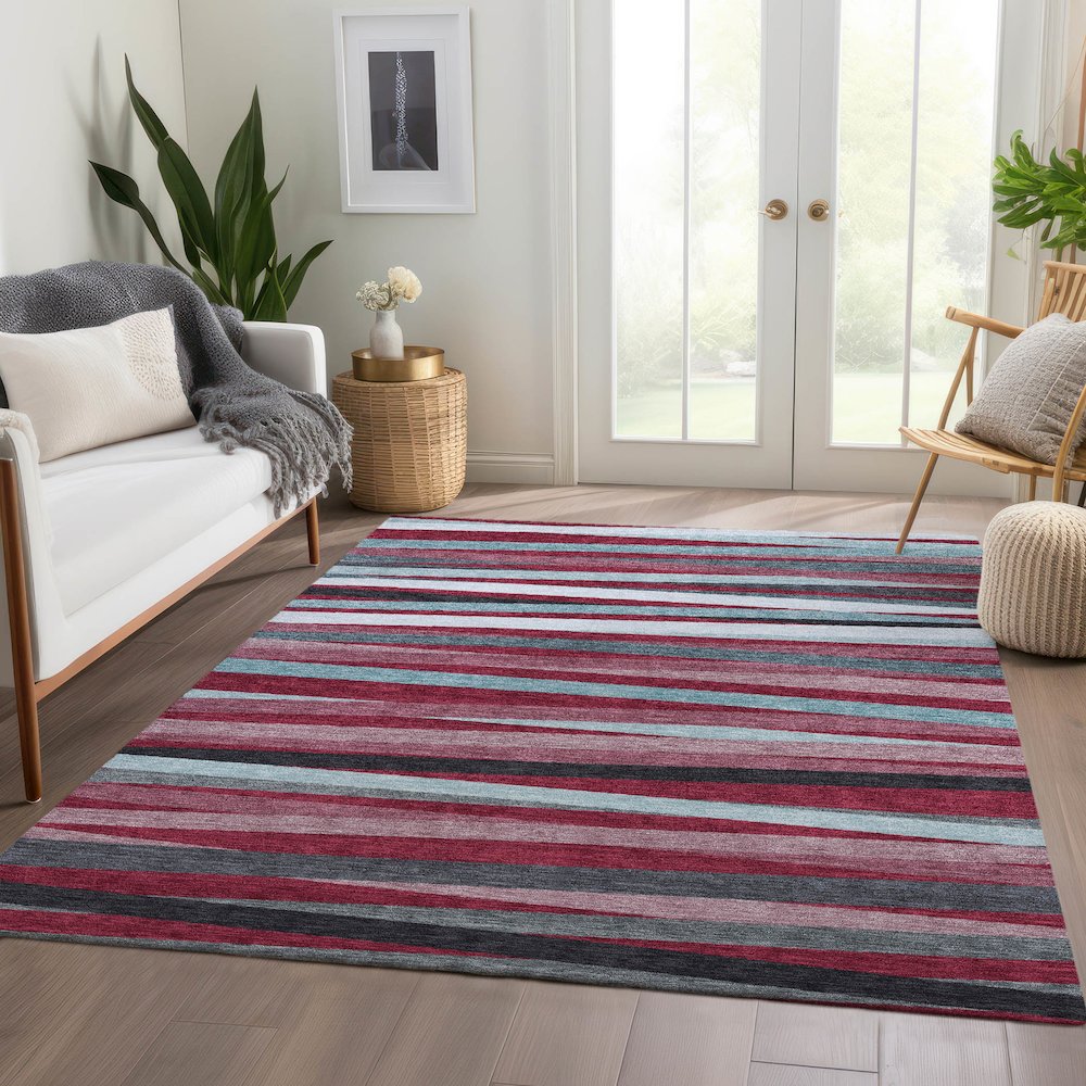 Premium Machine Washable Mayfield AMF997 Burgundy 5' x 7'6" Rug. Picture 6