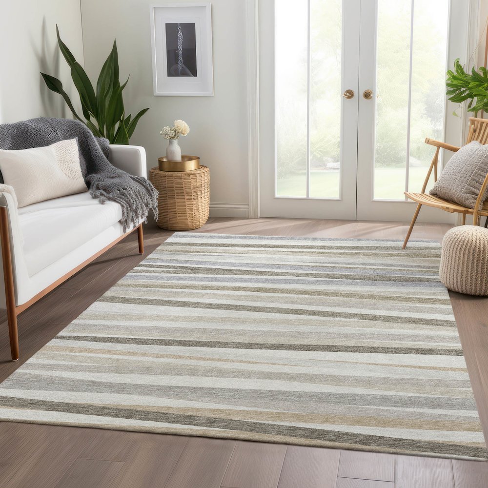 Premium Machine Washable Mayfield AMF997 Ivory 5' x 7'6" Rug. Picture 6