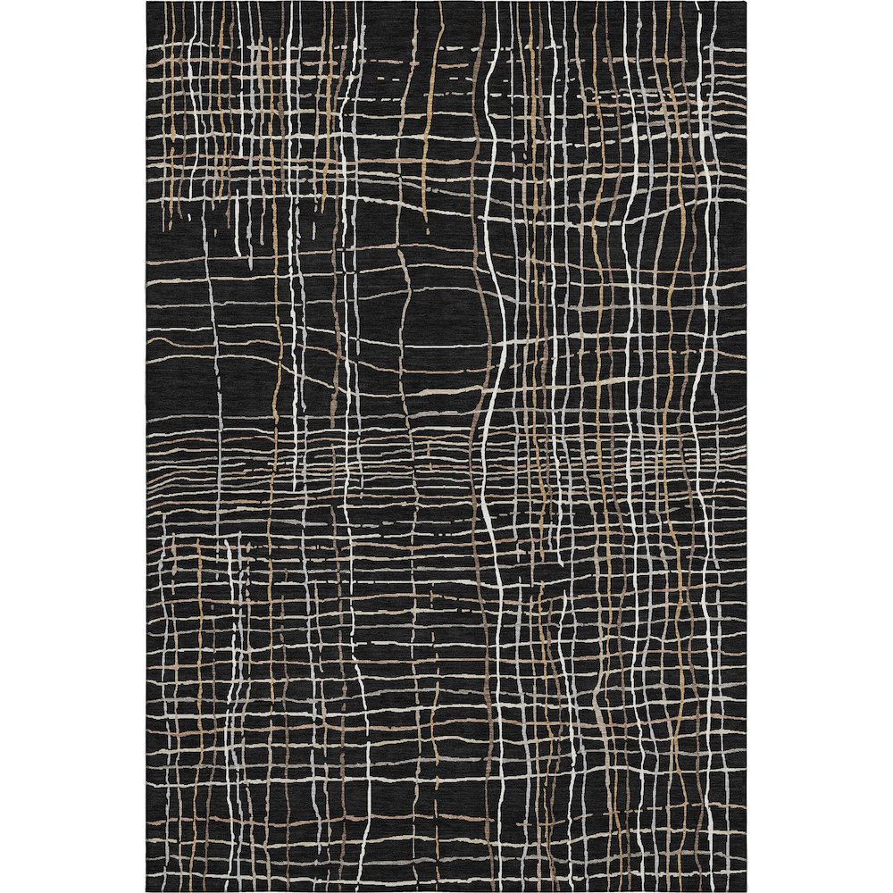 Premium Machine Washable Mayfield AMF998 Black 5' x 7'6" Rug. Picture 1