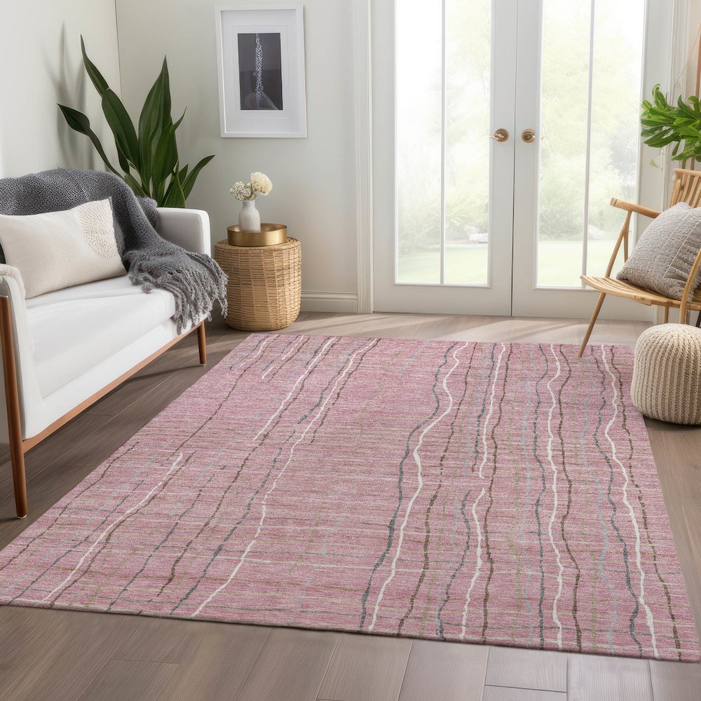 Premium Machine Washable Mayfield AMF998 Pink 5' x 7'6" Rug. Picture 6
