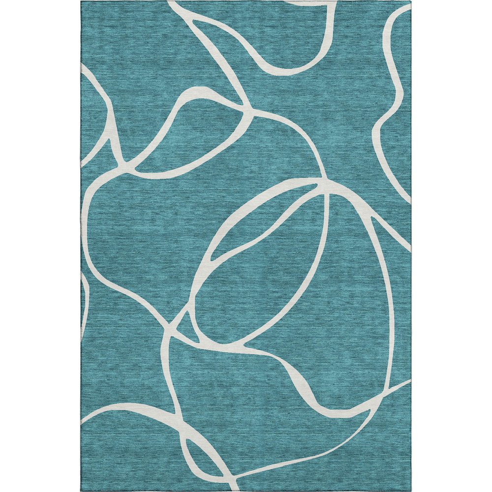 Premium Machine Washable Mayfield AMF999 Teal 5' x 7'6" Rug. Picture 1