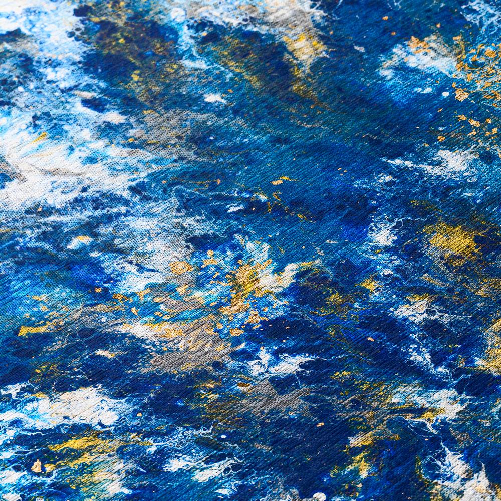 Karina Blue Modern Abstract 10' x 14' Area Rug Blue AKC47. Picture 5