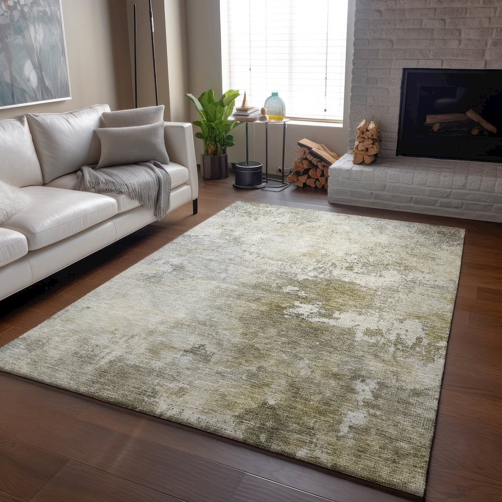 Luxury Washable Indoor/Outdoor Bresca Wheat 5' x 7'6" Rug. Picture 5