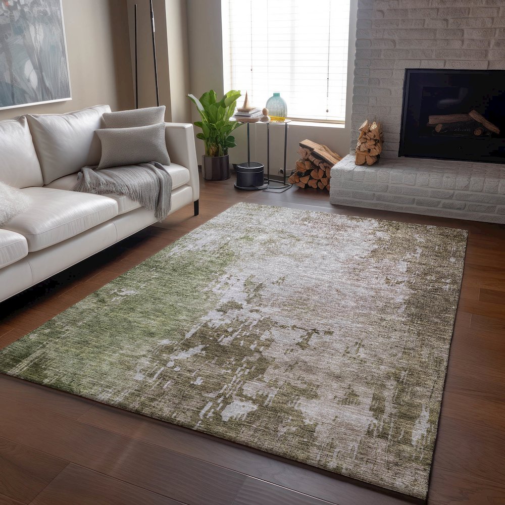 Luxury Washable Indoor/Outdoor Bresca Brown 5' x 7'6" Rug. Picture 5