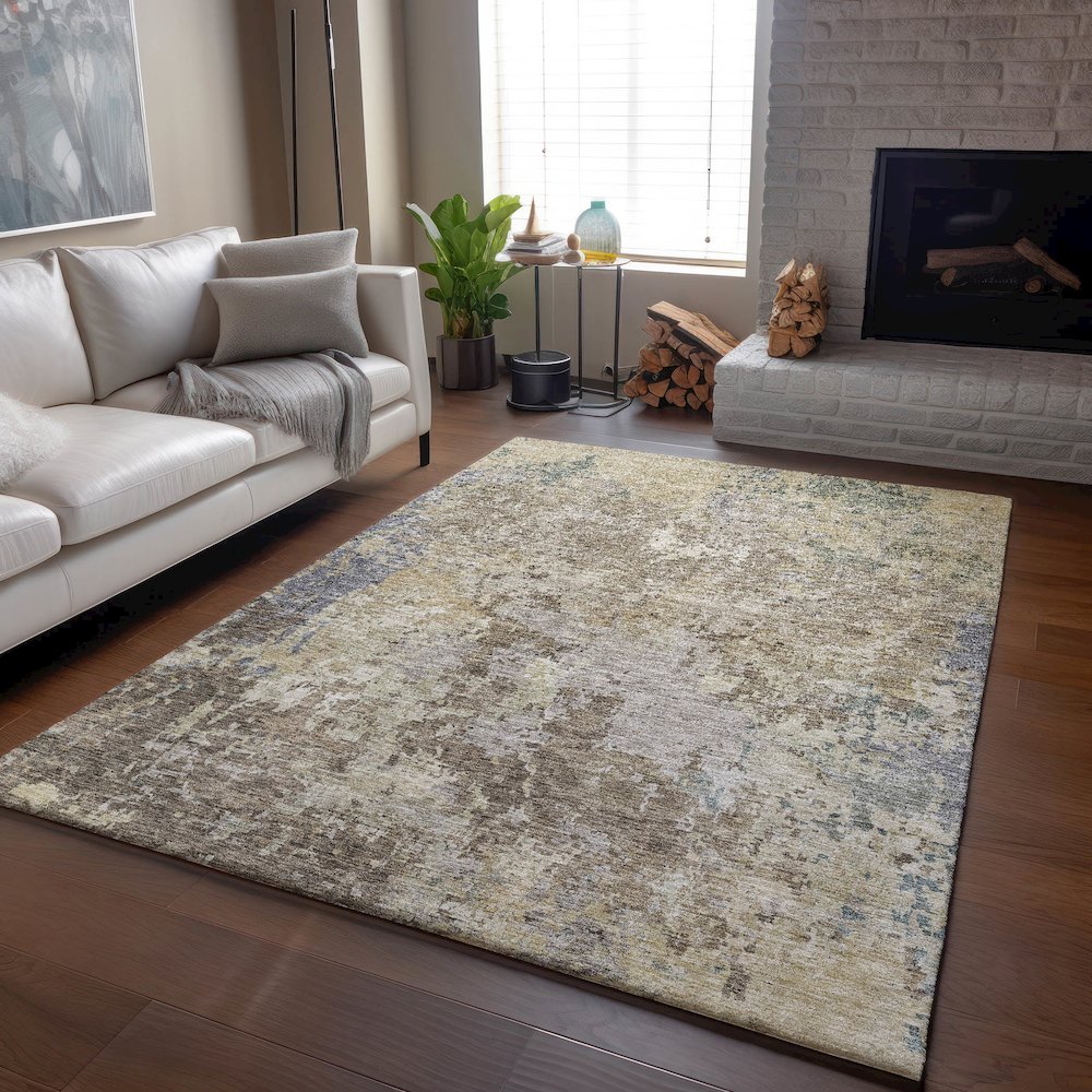 Luxury Washable Indoor/Outdoor Bresca Beige 5' x 7'6" Rug. Picture 5