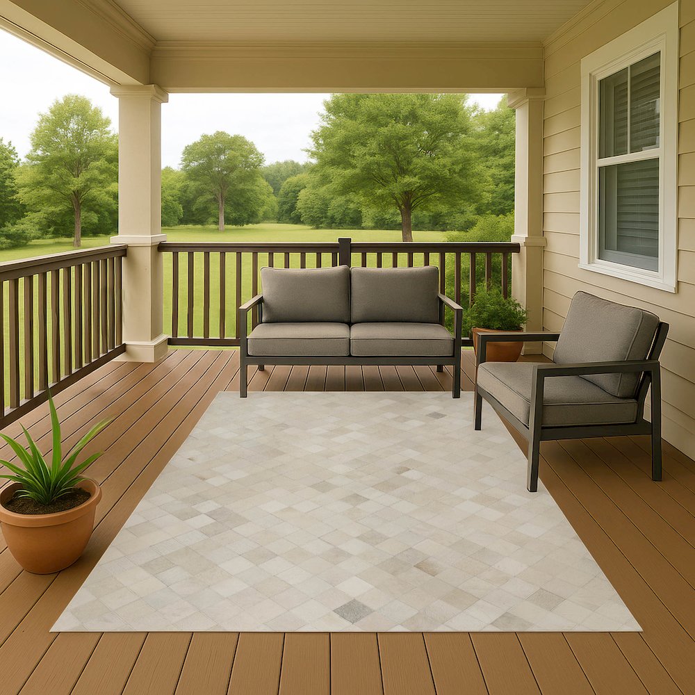 Luxury Washable Indoor/Outdoor Bozeman Linen 5' x 7'6" Rug. Picture 7