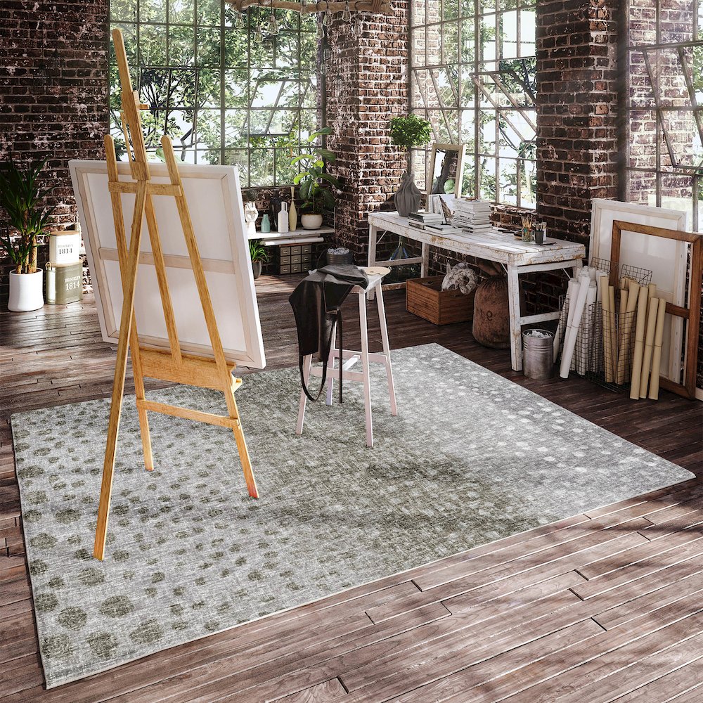 Luxury Washable Boca Taupe 5' x 7'6" Rug. Picture 5