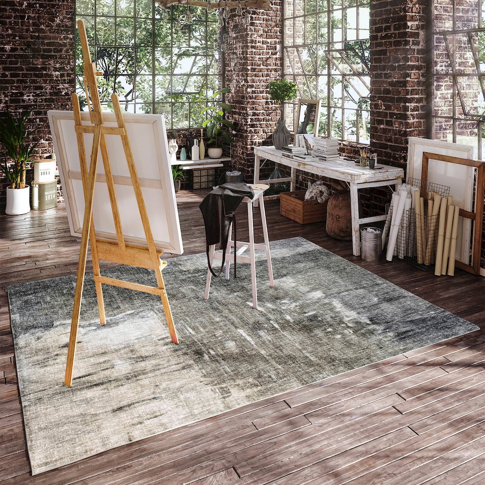 Luxury Washable Boca Gray 5' x 7'6" Rug. Picture 5