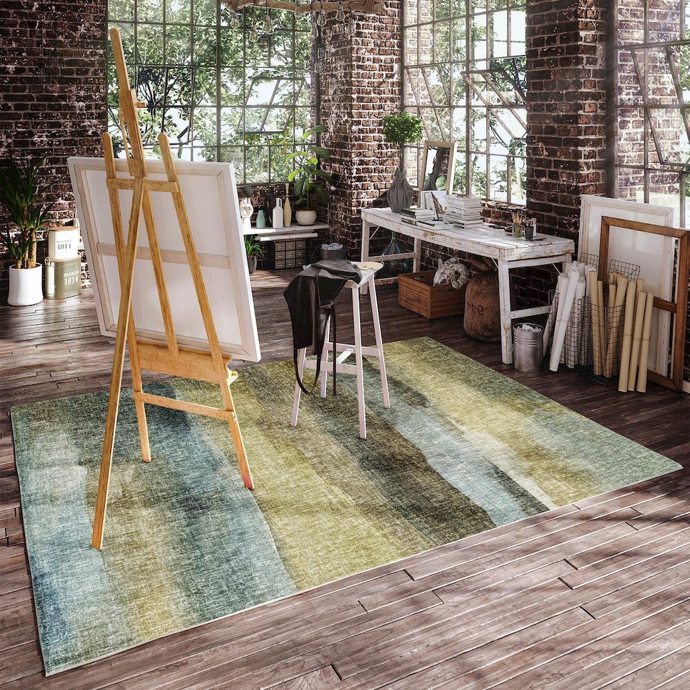 Luxury Washable Boca Khaki 5' x 7'6" Rug. Picture 5
