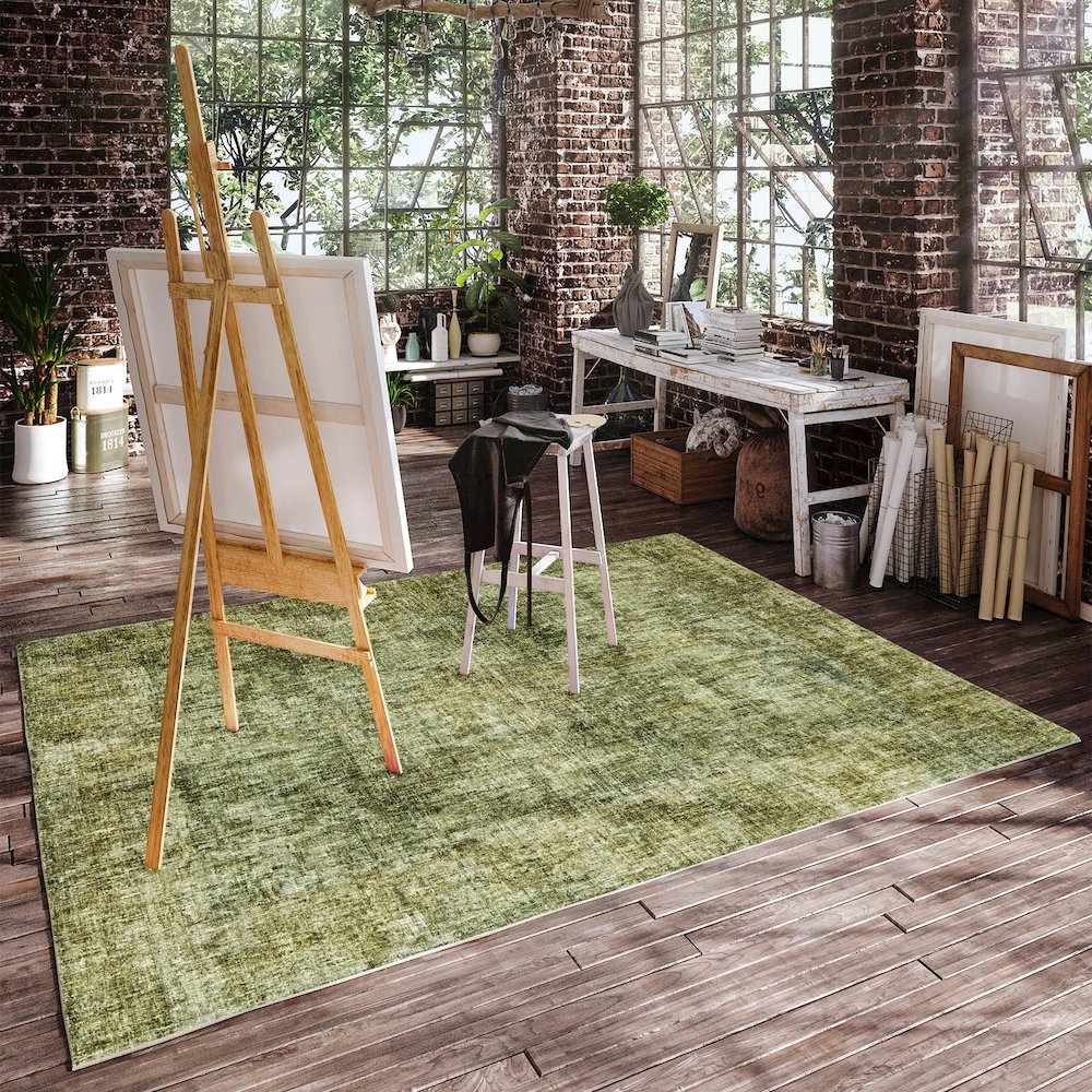 Luxury Washable Boca Aloe 5' x 7'6" Rug. Picture 5