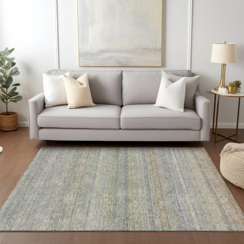 Luxury Washable Indoor/Outdoor Burano Seafoam 5' x 7'6" Rug. Picture 5