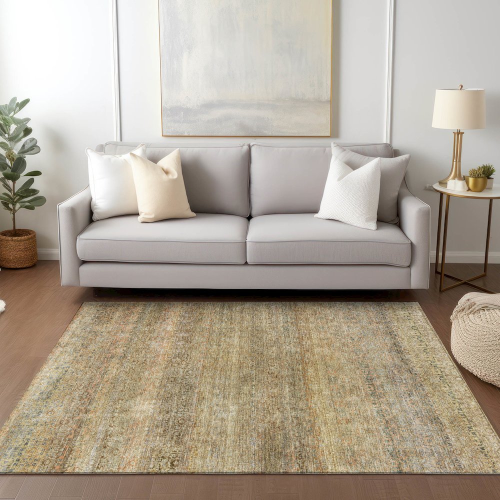 Luxury Washable Indoor/Outdoor Burano Wheat 5' x 7'6" Rug. Picture 5