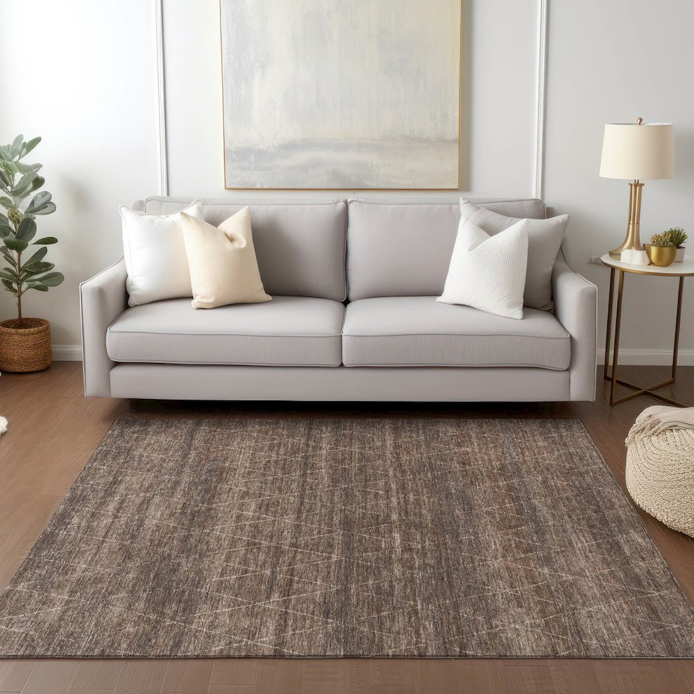 Luxury Washable Indoor/Outdoor Burano Coffee 5' x 7'6" Rug. Picture 5