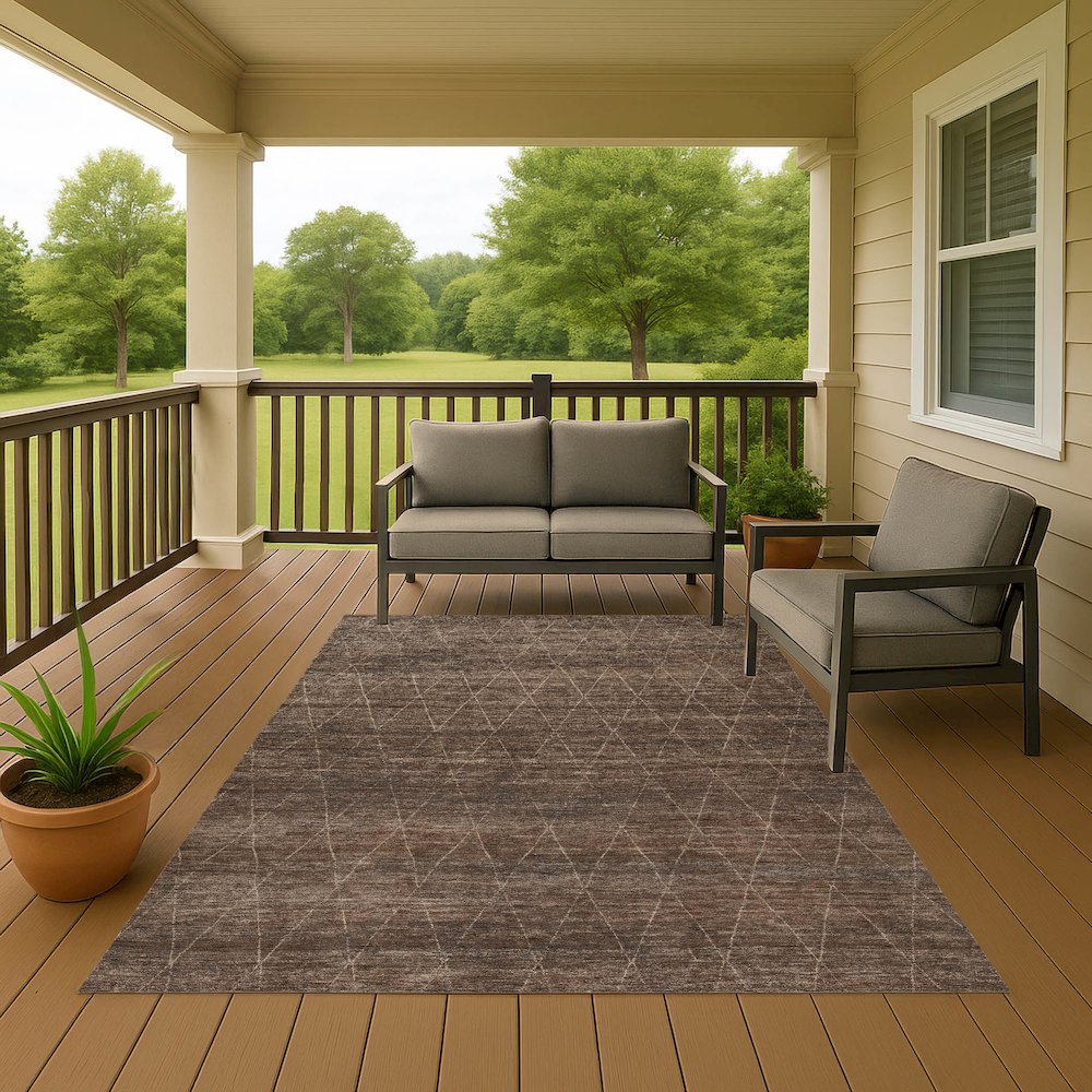 Luxury Washable Indoor/Outdoor Burano Coffee 5' x 7'6" Rug. Picture 6