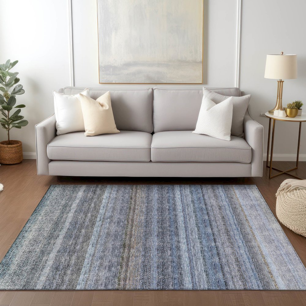 Luxury Washable Indoor/Outdoor Burano Blue 5' x 7'6" Rug. Picture 5