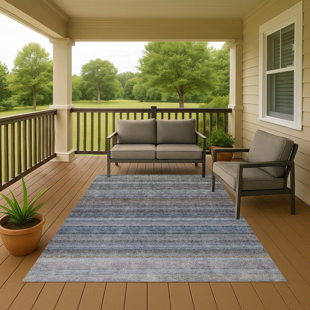 Luxury Washable Indoor/Outdoor Burano Blue 5' x 7'6" Rug. Picture 6