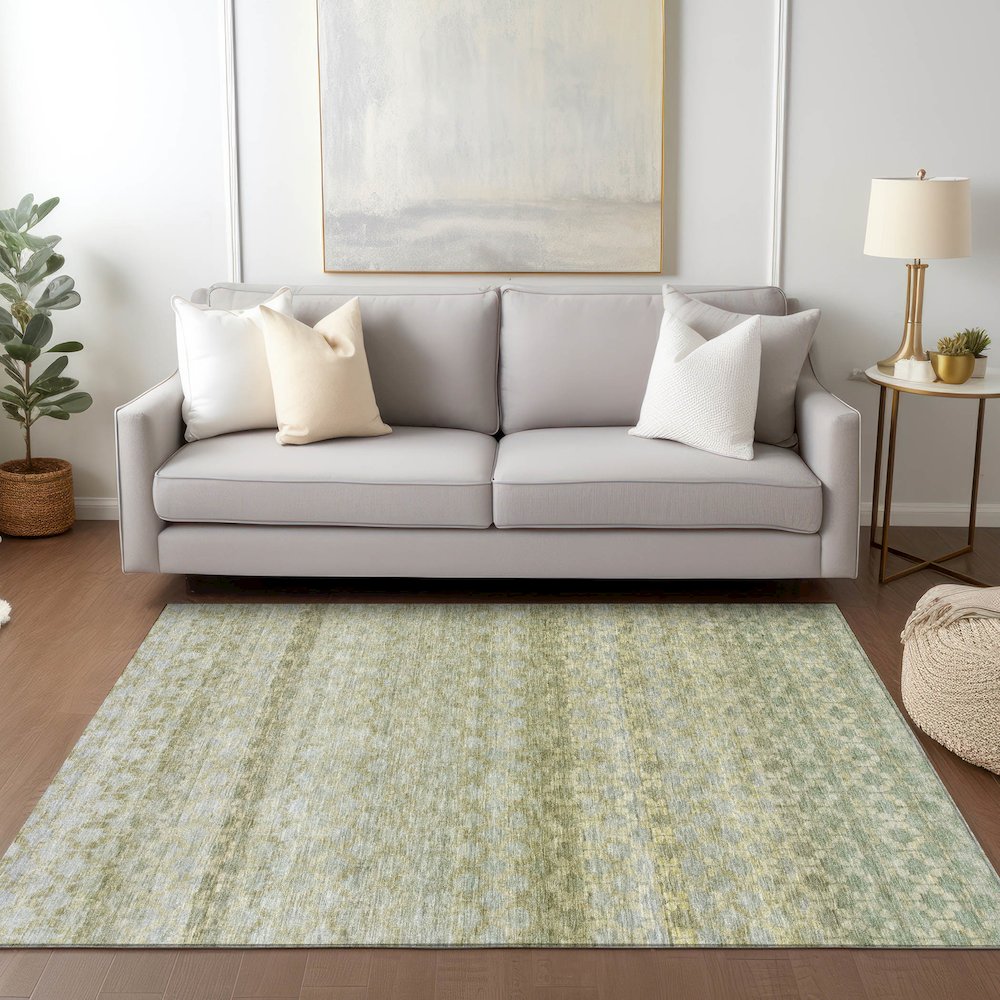 Luxury Washable Indoor/Outdoor Burano Aloe 5' x 7'6" Rug. Picture 5