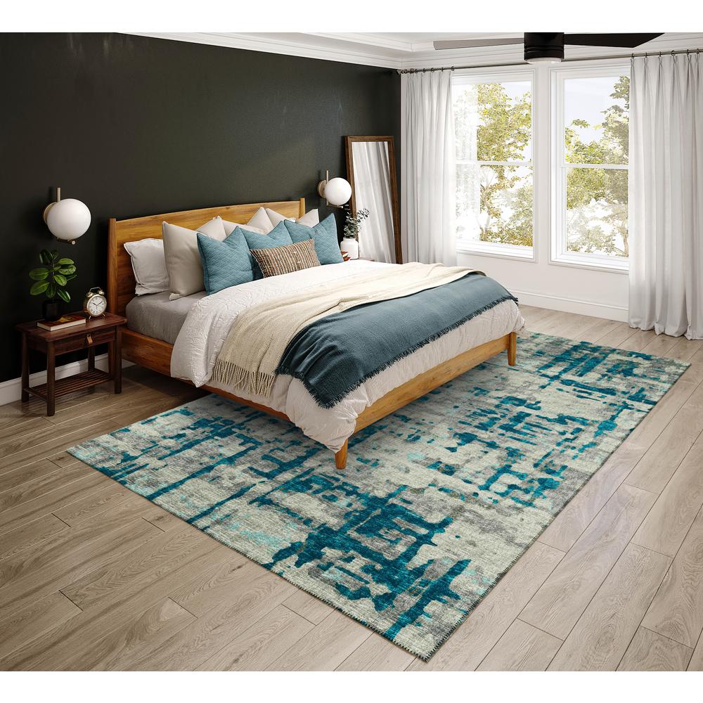 Bravado Peacock Contemporary Abstract 3' x 5' Area Rug Peacock ABV35. Picture 1
