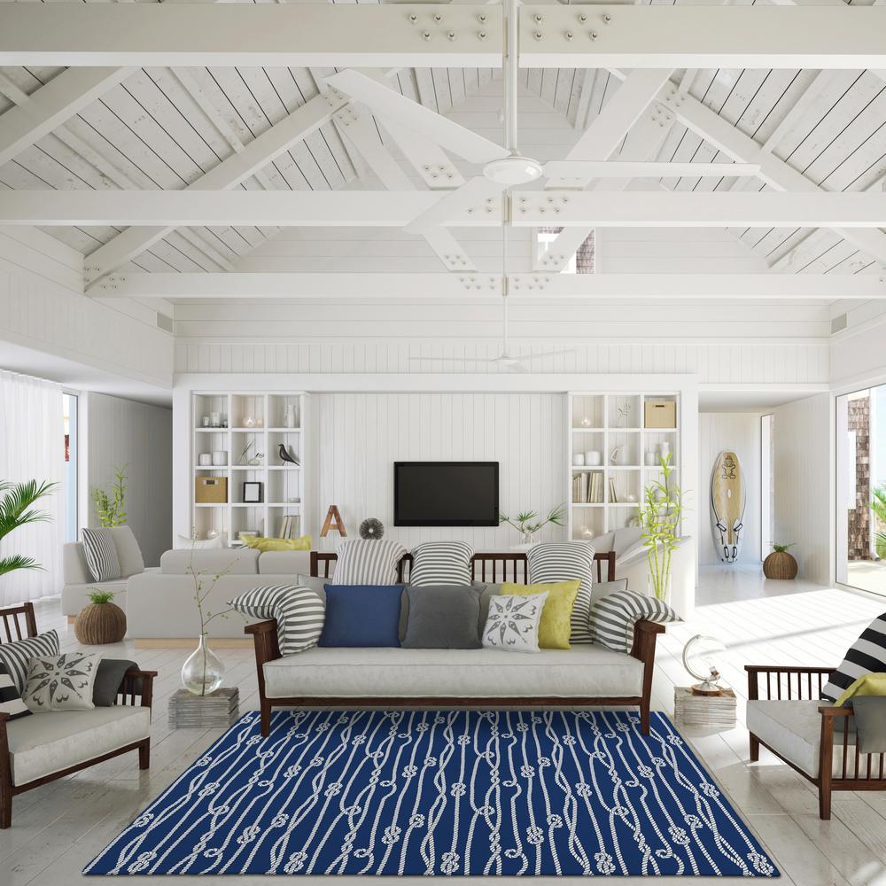Indoor/Outdoor Harpswell AHP37 Blue Washable 5' x 7'6" Rug. Picture 2