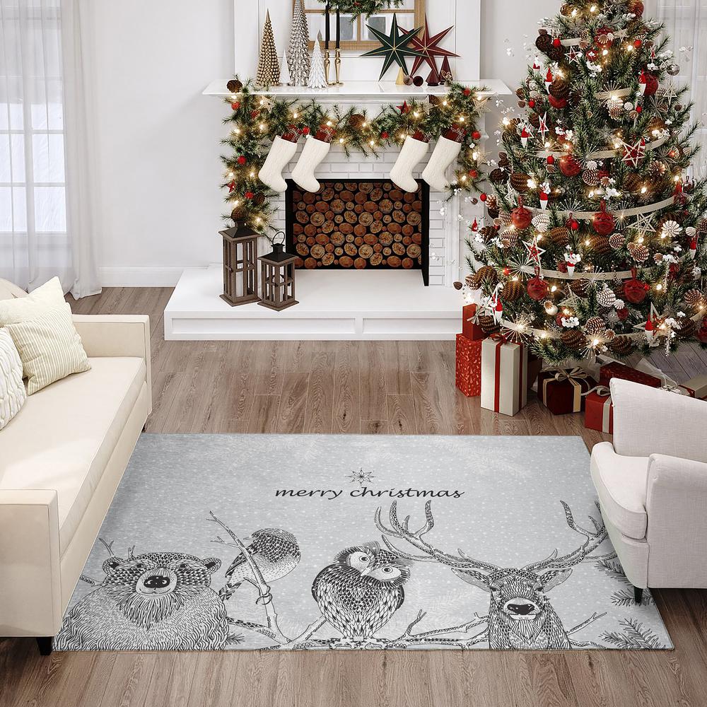 Indoor/Outdoor Cozy Winter ACW40 Gray Washable 5' x 7'6" Rug. Picture 2