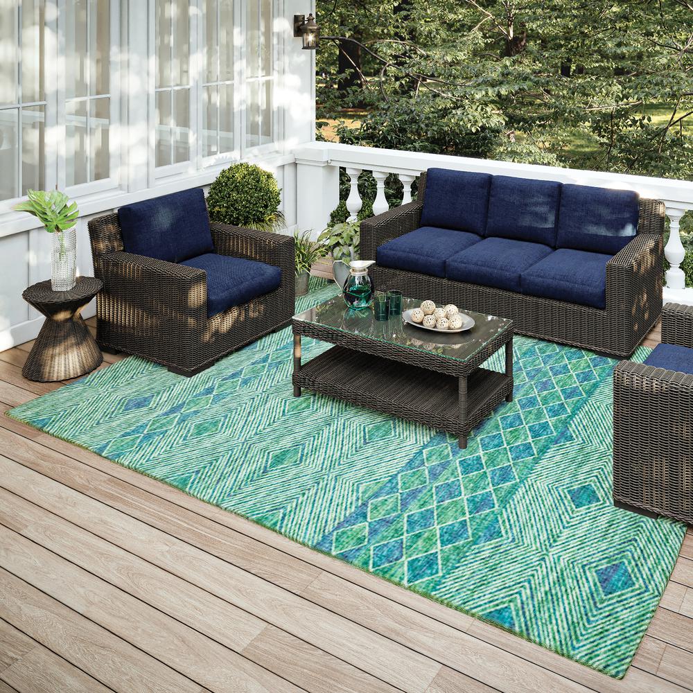 Yuma Green Transitional Southwest 3' x 5' Area Rug Green AYU31. Picture 1