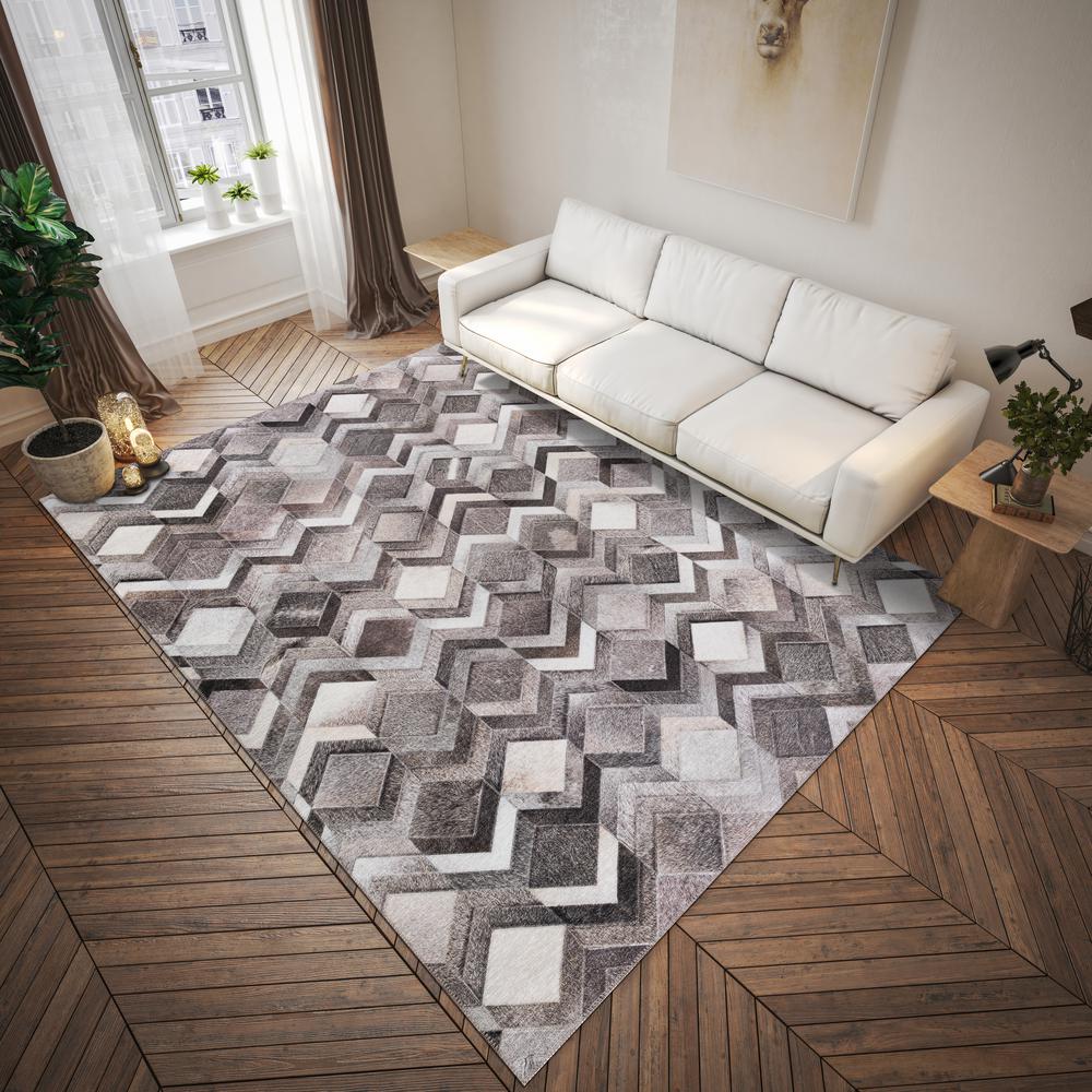 Laredo Gray Animal Patchwork 3' x 5' Area Rug Gray ALR35. Picture 1