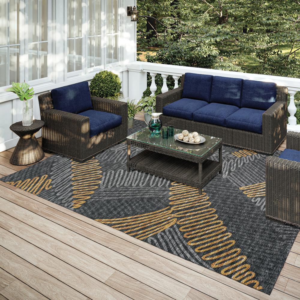 Yuma Gray Transitional Abstract 3' x 5' Area Rug Gray AYU41. Picture 1