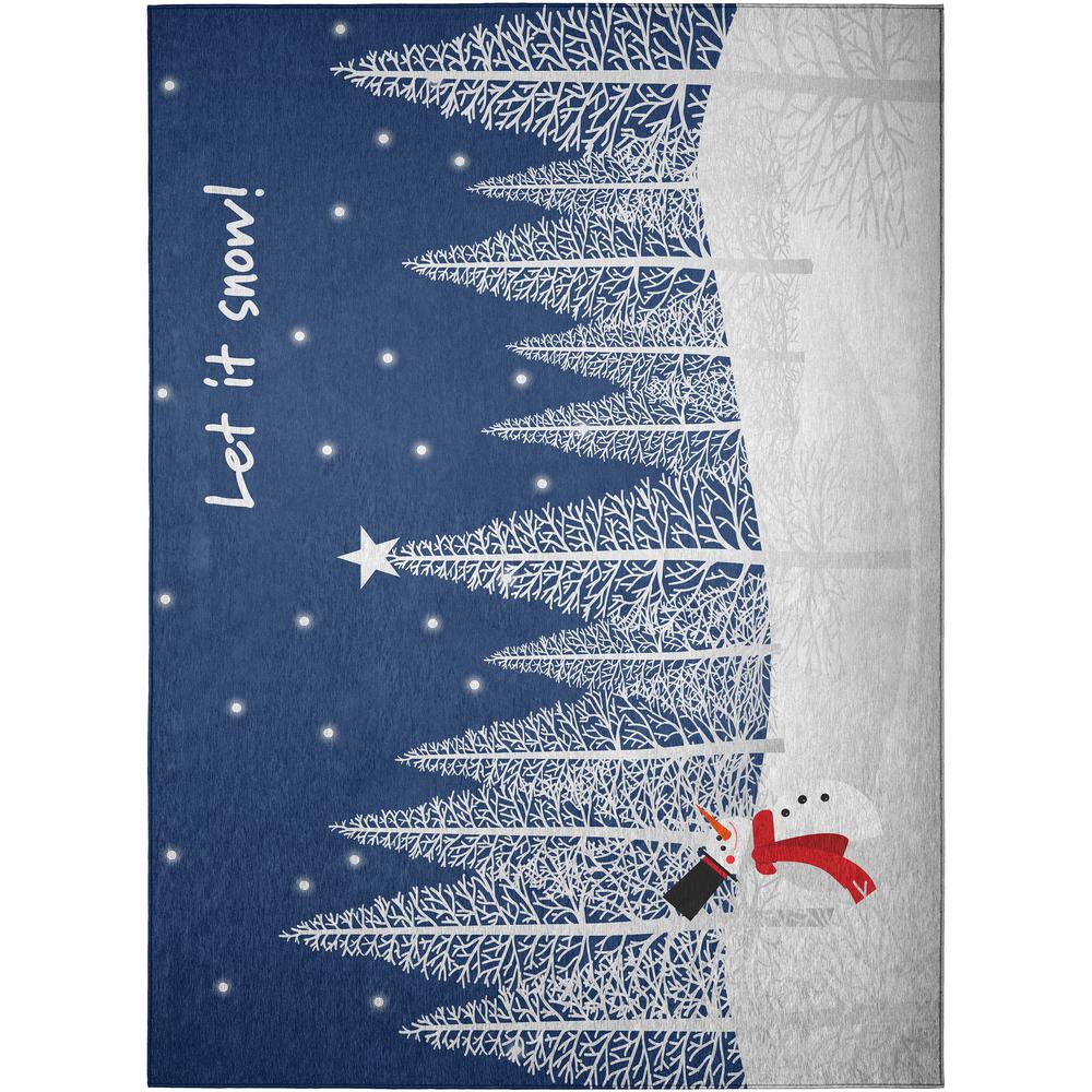 Indoor/Outdoor Cozy Winter ACW42 Blue Washable 5' x 7'6" Rug. Picture 1