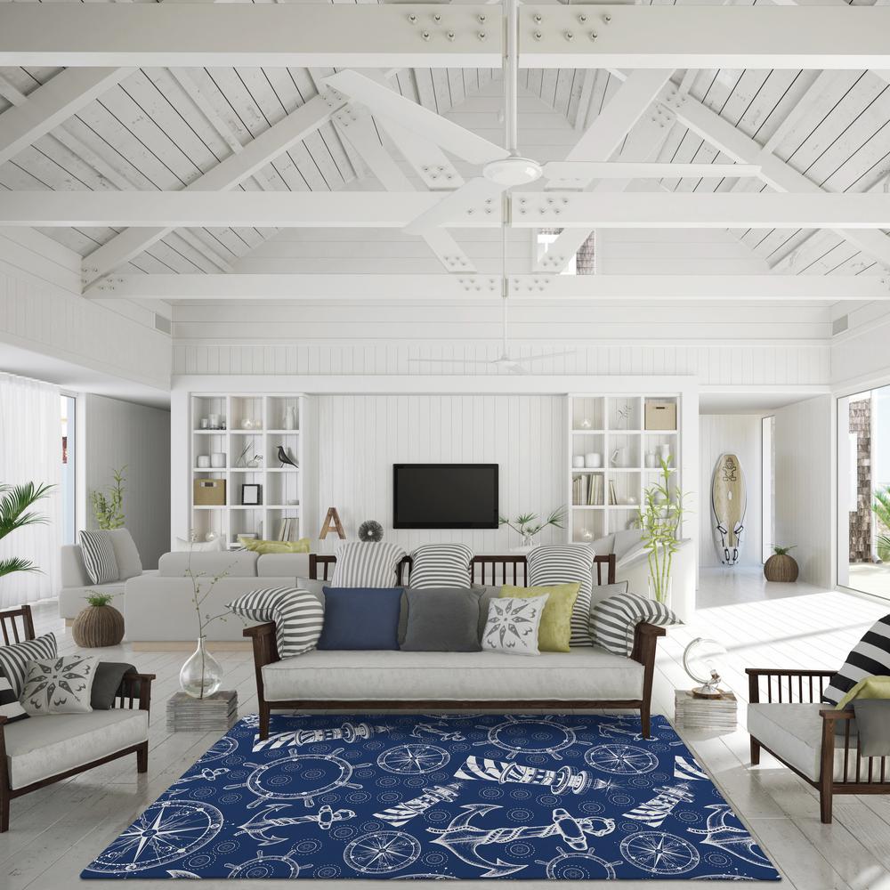 Indoor/Outdoor Harpswell AHP39 Blue Washable 5' x 7'6" Rug. Picture 2