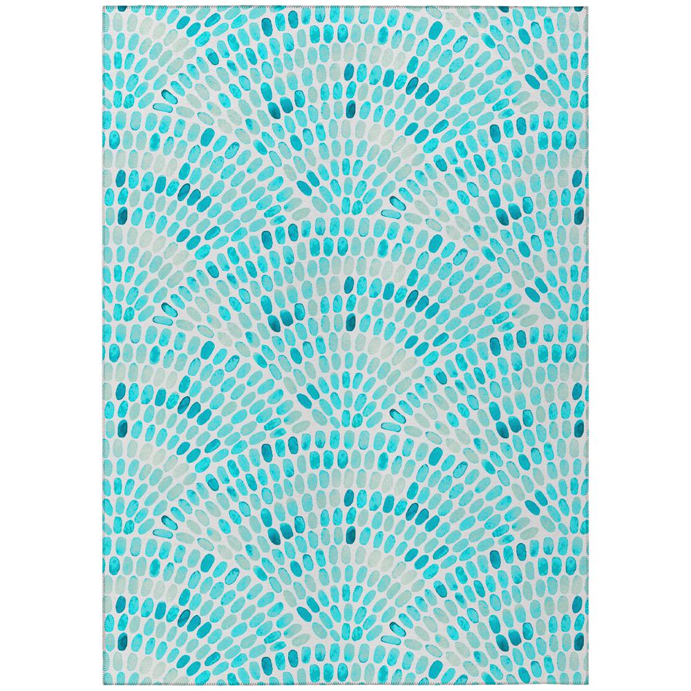Indoor/Outdoor Surfside ASR37 Aqua Washable 5' x 7'6" Rug. Picture 1