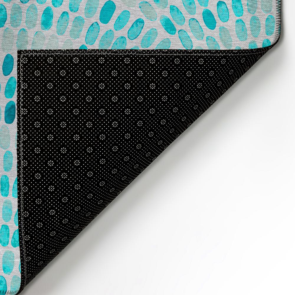 Indoor/Outdoor Surfside ASR37 Aqua Washable 2'3" x 7'6" Runner Rug. Picture 6
