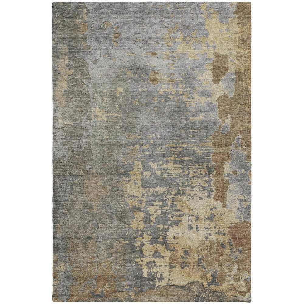 Luxury Washable Indoor/Outdoor Kochi Pewter 5' x 7'6" Rug. Picture 1