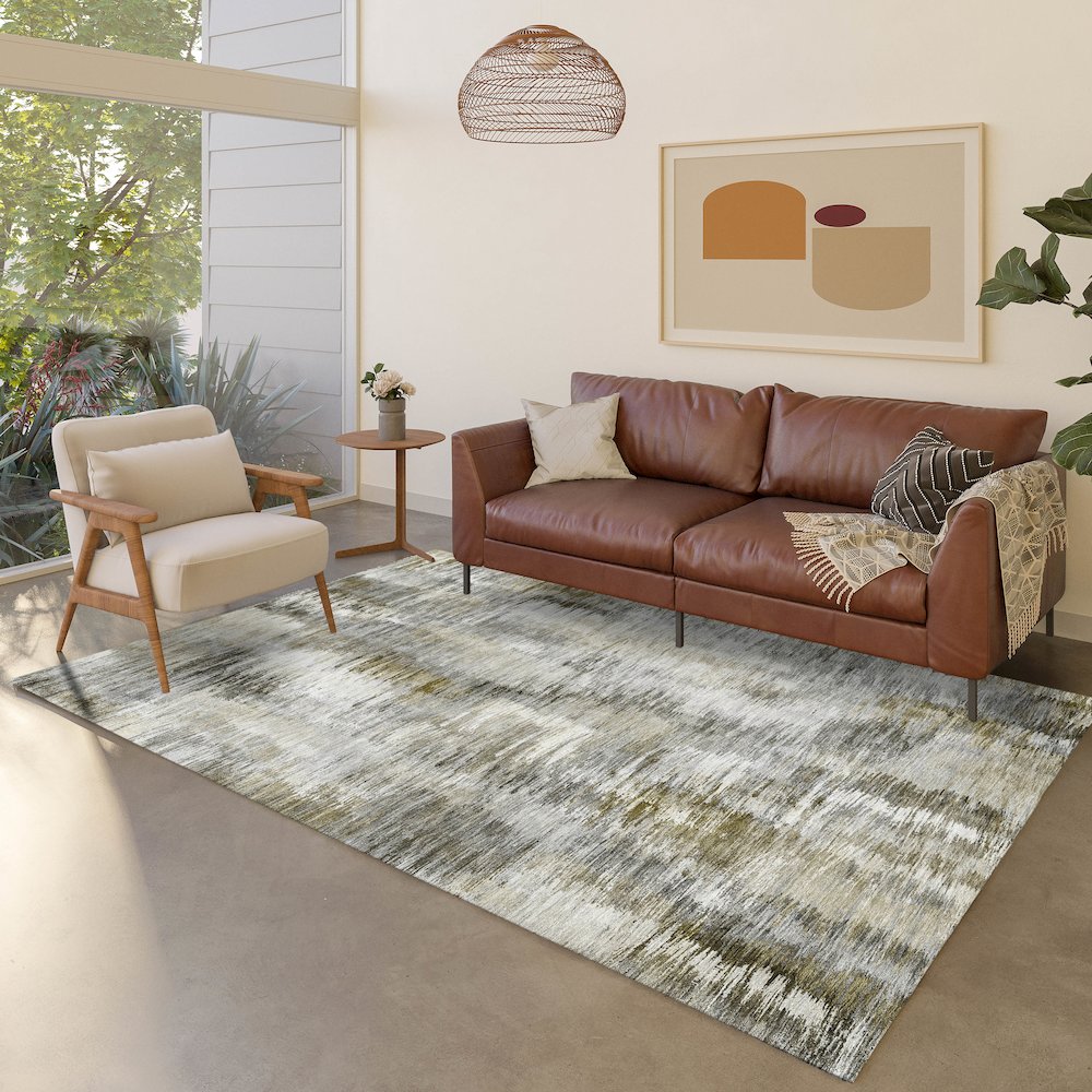 Luxury Washable Indoor/Outdoor Kochi Mocha 5' x 7'6" Rug. Picture 5