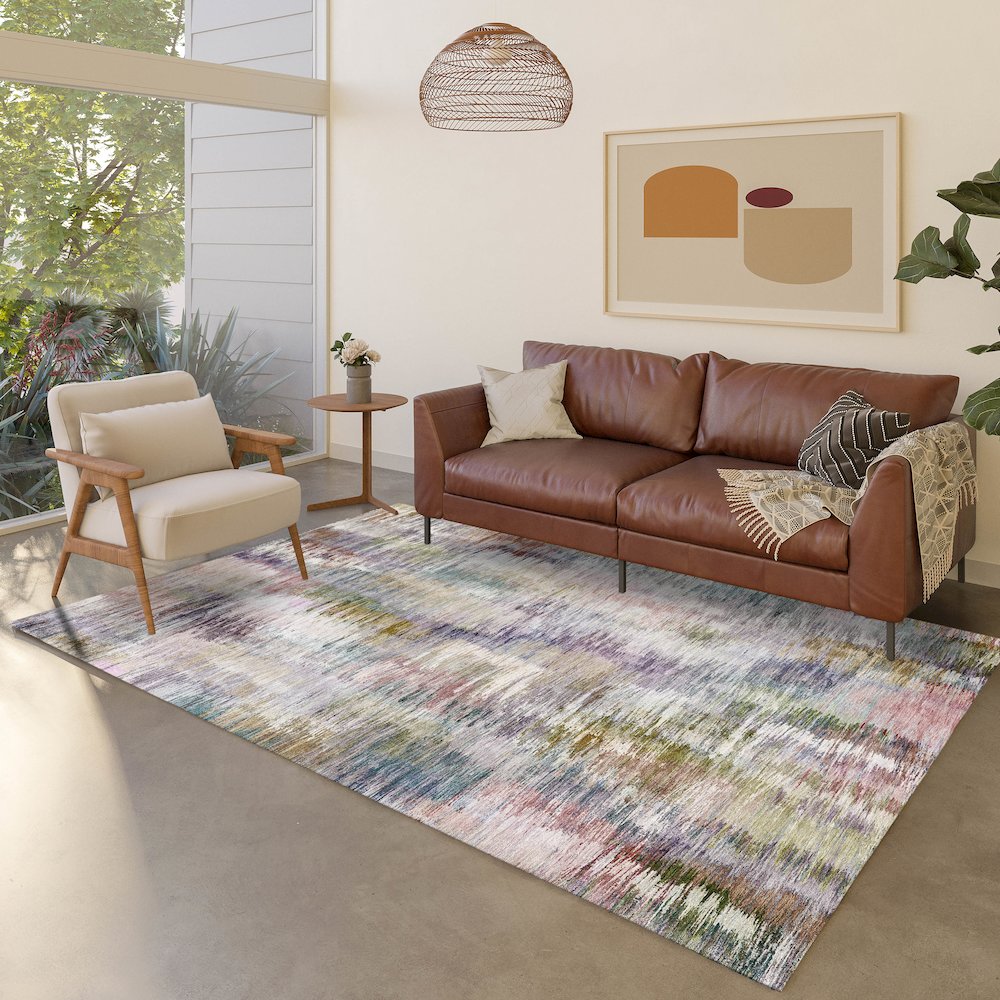 Luxury Washable Indoor/Outdoor Kochi Plum 5' x 7'6" Rug. Picture 5