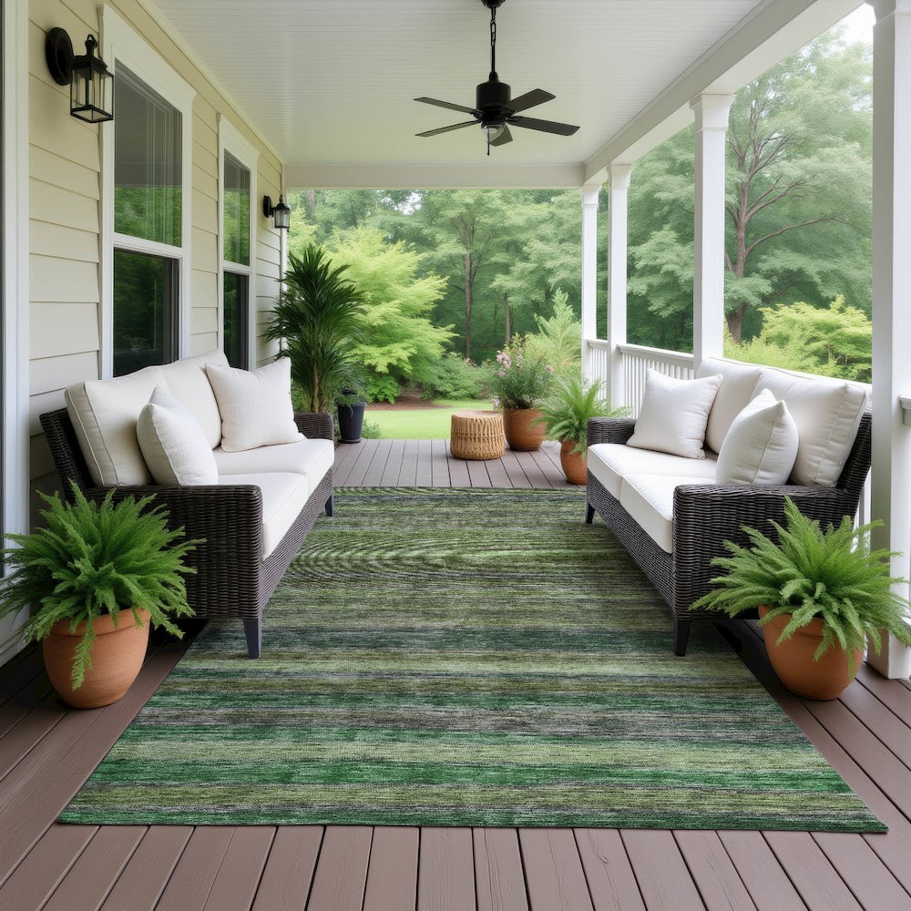 Luxury Washable Indoor/Outdoor Kochi Aloe 5' x 7'6" Rug. Picture 6