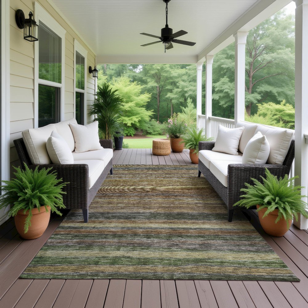 Luxury Washable Indoor/Outdoor Kochi Brown 5' x 7'6" Rug. Picture 6